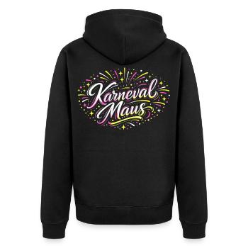 Kölner Karnevalsmaus Alaaf Lustig Fasching Geschen - Unisex Premium Bio Zip Hoodie - Schwarz - Hinten - Nico (187cm)