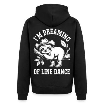 Faultier Cowboy tanzt Line Dance - Unisex Premium Bio Zip Hoodie - Schwarz - Hinten - Nico (187cm)