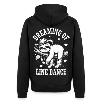 Sloth LineDance Cowboy - Unisex Premium Organic Zip Hoodie - black - Back - Nico (187cm)