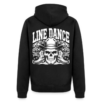 Line Dance Schädel Cowboy - Unisex Premium Bio Zip Hoodie - Schwarz - Hinten - Nico (187cm)