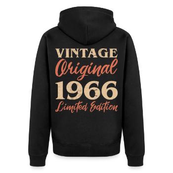 Vintage Original 1966 Limited Edition Anniversaire - Veste à capuche bio Premium Unisexe - noir - Dos - Nico (187cm)