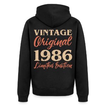Vintage Original 1986 Limited Edition Anniversaire - Veste à capuche bio Premium Unisexe - noir - Dos - Nico (187cm)