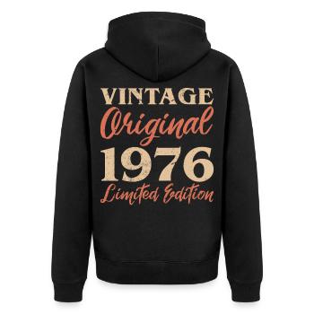 Vintage Original 1976 Limited Edition Anniversaire - Veste à capuche bio Premium Unisexe - noir - Dos - Nico (187cm)