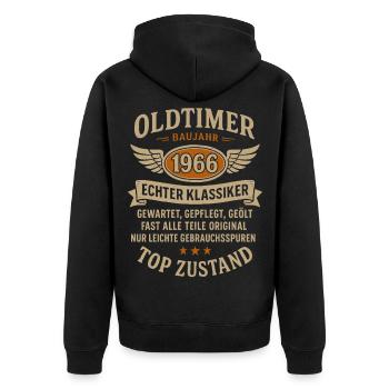Voiture de collection construite en 1966 Born Vintage Birthday - Veste à capuche bio Premium Unisexe - noir - Dos - Nico (187cm)