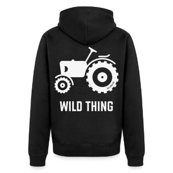 Wild Thing (Trecker / Traktor / Landwirt / White) - Unisex Premium Bio Zip Hoodie - Schwarz - Hinten - Nico (187cm)