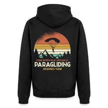 Sonnenuntergang Paragliding Motiv - Unisex Premium Bio Zip Hoodie - Schwarz - Hinten - Nico (187cm)