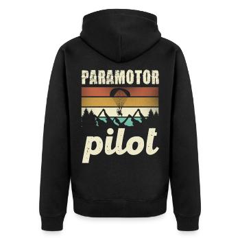 Paramotor Pilot Retro Sunset - Veste à capuche bio Premium Unisexe - noir - Dos - Nico (187cm)