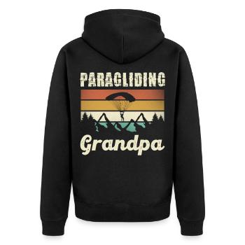 Paragliding Grandpa Retro - Unisex Premium Organic Zip Hoodie - black - Back - Nico (187cm)
