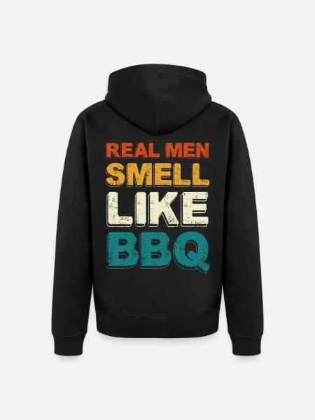 Real Men Smell Like BBQ - Unisex Premium Organic Zip Hoodie - black