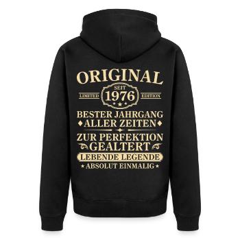 50th Birthday Absolutely Unique 1976 Vintage - Unisex Premium Organic Zip Hoodie - black - Back - Nico (187cm)
