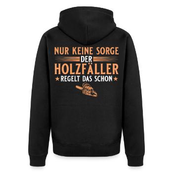 Lumberjack already arranges this - forest worker - Unisex Premium Organic Zip Hoodie - black - Back - Nico (187cm)