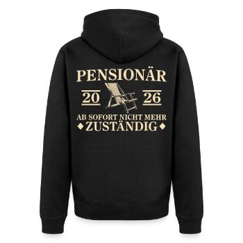 Retraite 2026 Non responsable - Veste à capuche bio Premium Unisexe - noir - Dos - Nico (187cm)
