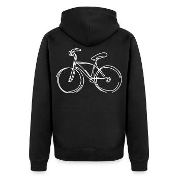Fahrrad Skizze - Unisex Premium Bio Zip Hoodie - Schwarz - Hinten - Nico (187cm)