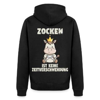 Gamble Gamble Gamble - Unisex Premium Organic Zip Hoodie - black - Back - Nico (187cm)