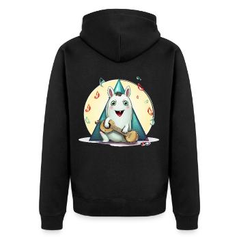 Un lapin de musique au camping - Veste à capuche bio Premium Unisexe - noir - Dos - Nico (187cm)