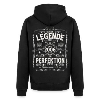 20th Birthday Legend January Vintage 2006 - Unisex Premium Organic Zip Hoodie - black - Back - Nico (187cm)