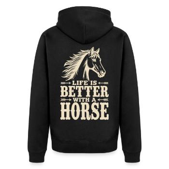 La vie est meilleure avec une déclaration de Horse Reiter - Veste à capuche bio Premium Unisexe - noir - Dos - Nico (187cm)