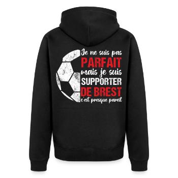 Brest-Supporter Brest Fußballgeschenk - Unisex Premium Bio Zip Hoodie - Schwarz - Hinten - Nico (187cm)
