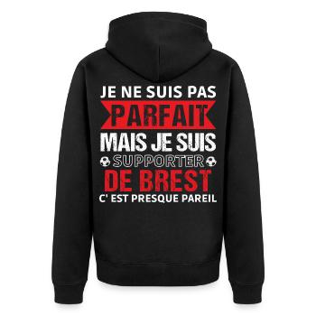 Brest-Supporter Brest Fußballgeschenk - Unisex Premium Bio Zip Hoodie - Schwarz - Hinten - Nico (187cm)