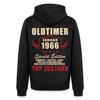 Cadeau pour le 60e anniversaire Voiture Classique janvier 1966 - Veste à capuche bio Premium Unisexe - noir - Dos - Nico (187cm)