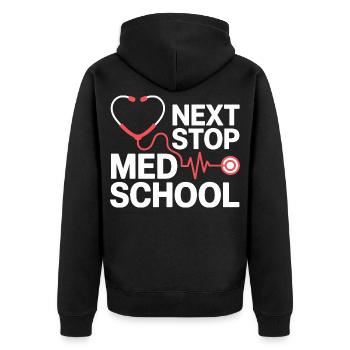 Med School Stethoscope Heart Tea - Unisex Premium Organic Zip Hoodie - black - Back - Nico (187cm)