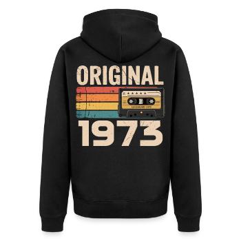 Original 1973 Vintage 1973 Rétro Anniversaire - Veste à capuche bio Premium Unisexe - noir - Dos - Nico (187cm)