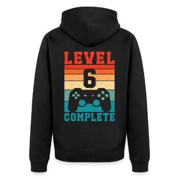 6e anniversaire Niveau 6 Joueur complet 6 ans - Veste à capuche bio Premium Unisexe - noir - Dos - Nico (187cm)