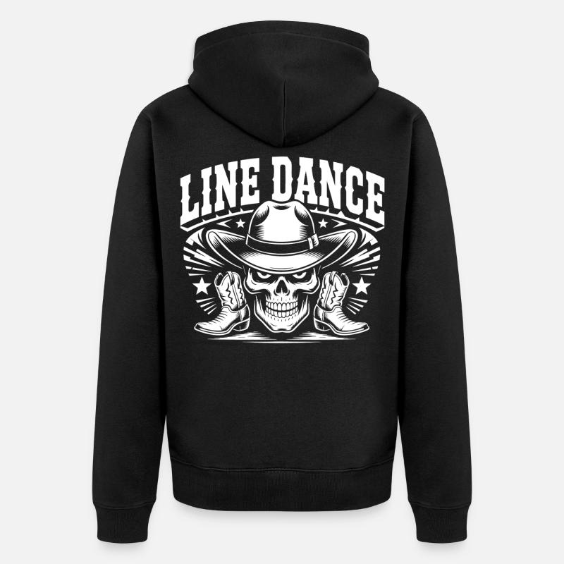 Cowboy en Ligne de Crâne - Veste à capuche bio Premium Unisexe - noir