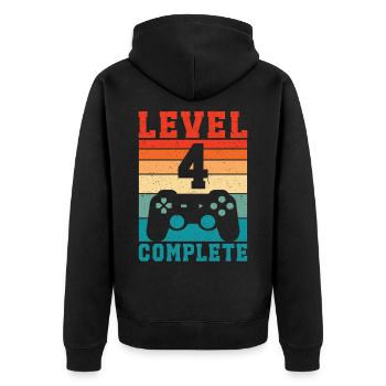 4e anniversaire Niveau 4 Complet 4 Années de Joueur - Veste à capuche bio Premium Unisexe - noir - Dos - Nico (187cm)