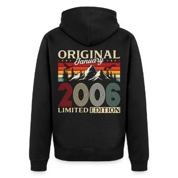 20th Birthday Original January Volume 2006 - Unisex Premium Organic Zip Hoodie - black - Back - Nico (187cm)