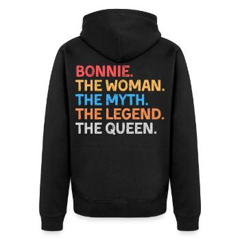 Bonnie The Woman The Myth The Legend The Queen - Unisex Premium Organic Zip Hoodie - black - Back - Nico (187cm)