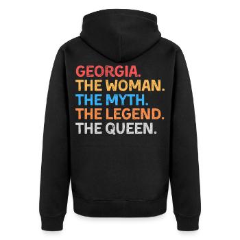 Georgia La Femme Le Mythe La Légende La Reine - Veste à capuche bio Premium Unisexe - noir - Dos - Nico (187cm)