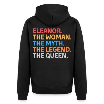 Eleanor Die Frau Der Mythos Die Legende Die Königin - Unisex Premium Bio Zip Hoodie - Schwarz - Hinten - Nico (187cm)