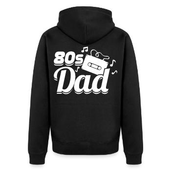 80er Papa - Unisex Premium Bio Zip Hoodie - Schwarz - Hinten - Nico (187cm)