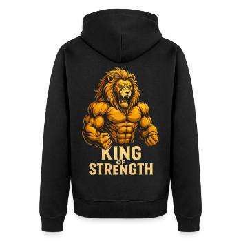 Motif du Lion du Roi de la Force - Veste à capuche bio Premium Unisexe - noir - Dos - Nico (187cm)