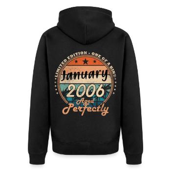 20e anniversaire Original janvier Volume 2006 - Veste à capuche bio Premium Unisexe - noir - Dos - Nico (187cm)