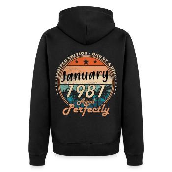 45th Birthday Original January 1981 - Unisex Premium Organic Zip Hoodie - black - Back - Nico (187cm)