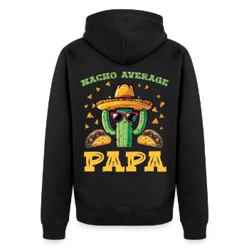 Kaktus Papa Fiesta - Unisex Premium Bio Zip Hoodie - Schwarz - Hinten - Nico (187cm)