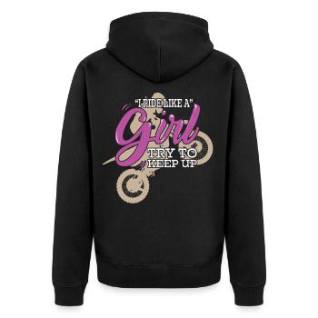 Motocross Je roule comme une fille en essayant de suivre le rythme - Veste à capuche bio Premium Unisexe - noir - Dos - Nico (187cm)