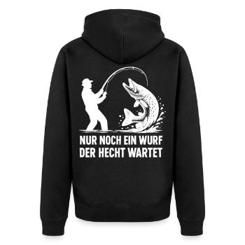 Pike Waiting A Cast Fishing Angler Gift - Unisex Premium Organic Zip Hoodie - black - Back - Nico (187cm)