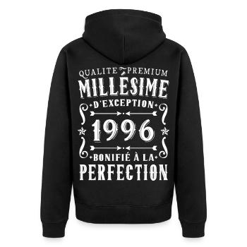 30-jähriges Jubiläum Vintage 1996 Partygeschenk - Unisex Premium Bio Zip Hoodie - Schwarz - Hinten - Nico (187cm)