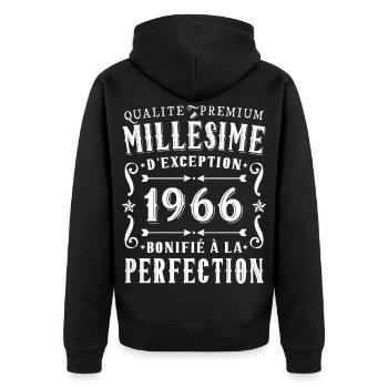 60-jähriges Jubiläum Vintage 1966 Partygeschenk - Unisex Premium Bio Zip Hoodie - Schwarz - Hinten - Nico (187cm)