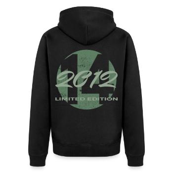 14th Birthday 2012 Boys and Girls Gift - Unisex Premium Organic Zip Hoodie - black - Back - Nico (187cm)