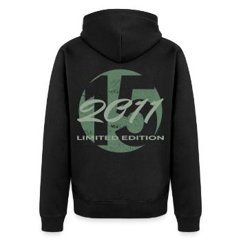 15. Geburtstag 2011 Jungen und Mädchen Geschenk - Unisex Premium Bio Zip Hoodie - Schwarz - Hinten - Nico (187cm)
