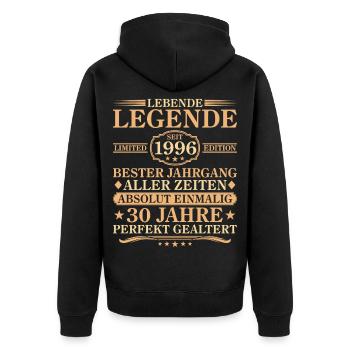 Anniversaire né en 1996 30 ans - Veste à capuche bio Premium Unisexe - noir - Dos - Nico (187cm)