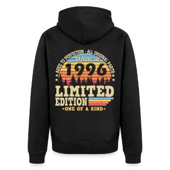 1996 Vintage Vintage Retro Birthday Gift - Unisex Premium Organic Zip Hoodie - black - Back - Nico (187cm)