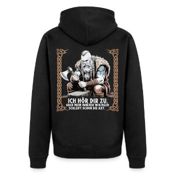 Légende viking viking marin Odin Raven Fighter - Veste à capuche bio Premium Unisexe - noir - Dos - Nico (187cm)