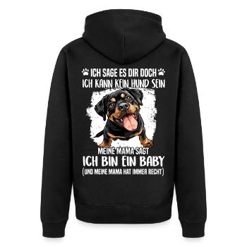 Rottweiler T Gassi Hundehalter Rottweiler Mama - Unisex Premium Bio Zip Hoodie - Schwarz - Hinten - Nico (187cm)