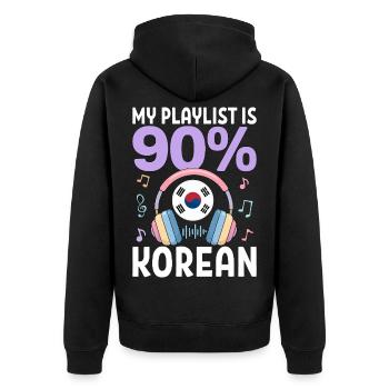 My Playlist Is 90 Percent Korean - Unisex Premium Bio Zip Hoodie - Schwarz - Hinten - Nico (187cm)