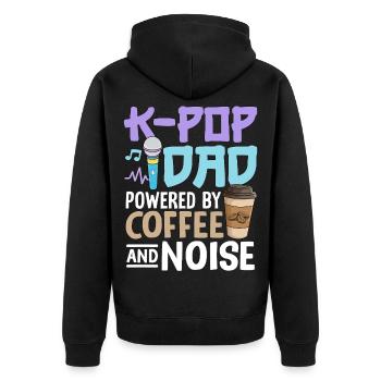 K Pop Dad Powered By Coffee And Noise - Unisex Premium Organic Zip Hoodie - black - Back - Nico (187cm)